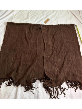 Steve Madden Women's Brown Woven Shawl Fringed Split Front One Size Topper NWT